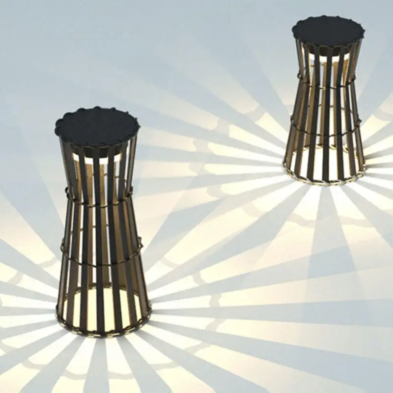 

2023 new type Pillar lamp courtyard lawn path decoration waterproof IP54 rattan floor lamp outdoor solar garden lamp