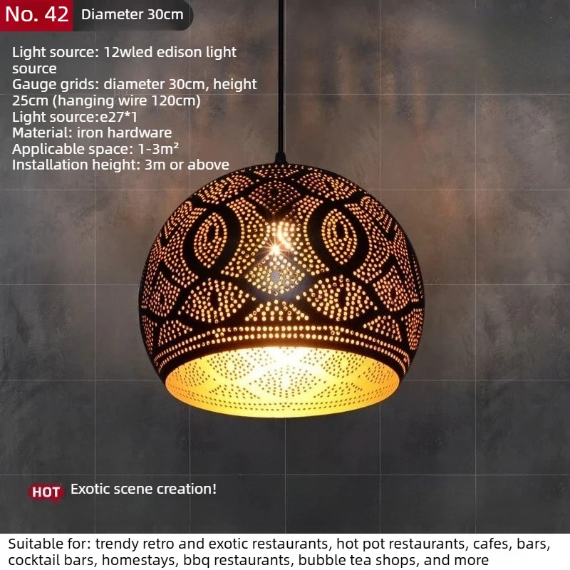 Luces colgantes del sudeste asiático, accesorio de luz hueco antiguo, lámparas decorativas marroquíes, restaurante tailandés árabe, dormitorio