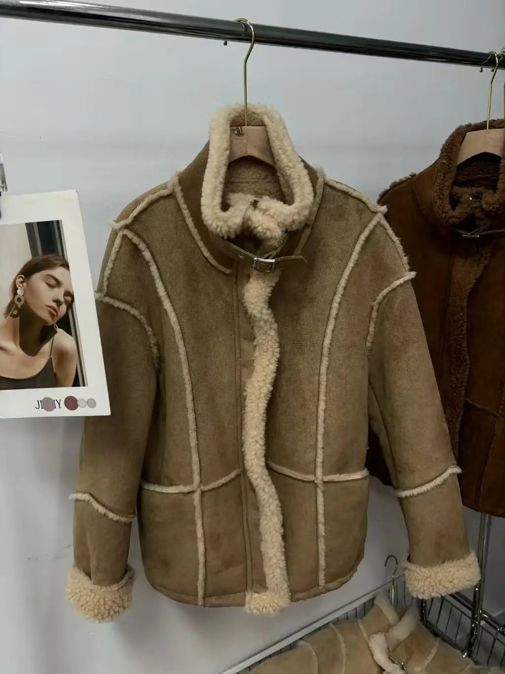 Casaco de pele feminino 2025 nova moda coreana grosso quente lã jaquetas dupla face roupas outwear