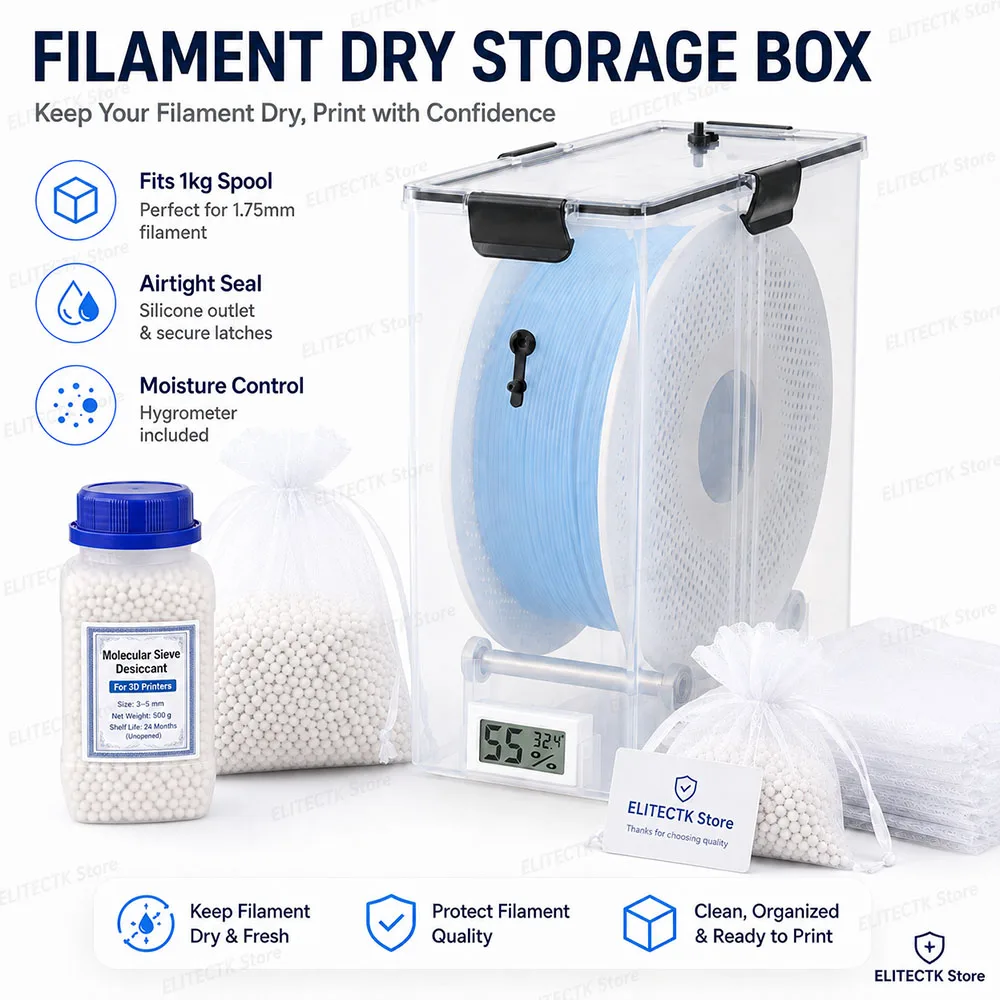 3D Printer Parts Filament Dryer Box Airtight And Moisture-Resistant Real-Time Monitoring for 3D Printer Tools Storage Box Holder