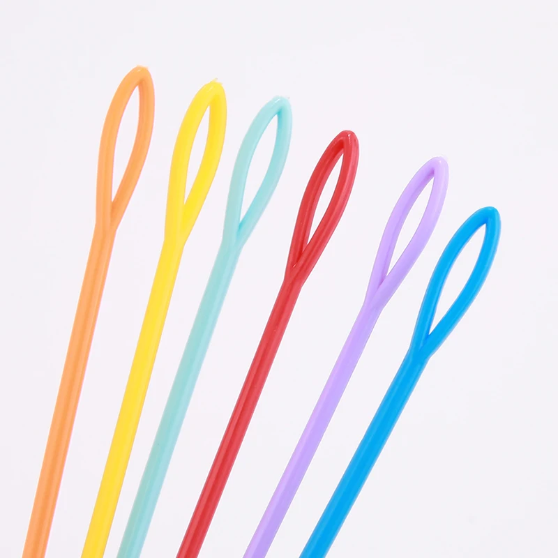 30 PCs Mixed Color 7/9/15cm Plastic Knitting Needles Crochet Hooks Wool Yarn Needle Children DIY Sweater Weaving Tools Accessory