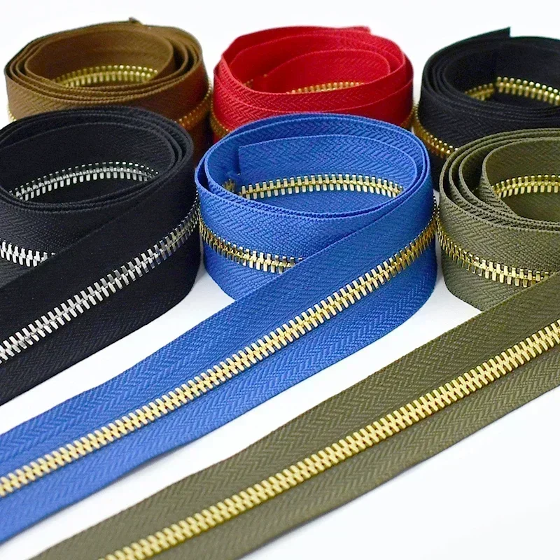 Meetee 5# Metal Zipper Tapes 1-5Y Continuous Zippers Roll Clothes Sewing Zipers High Quality Bidirectional Pull Zip Repair Kit