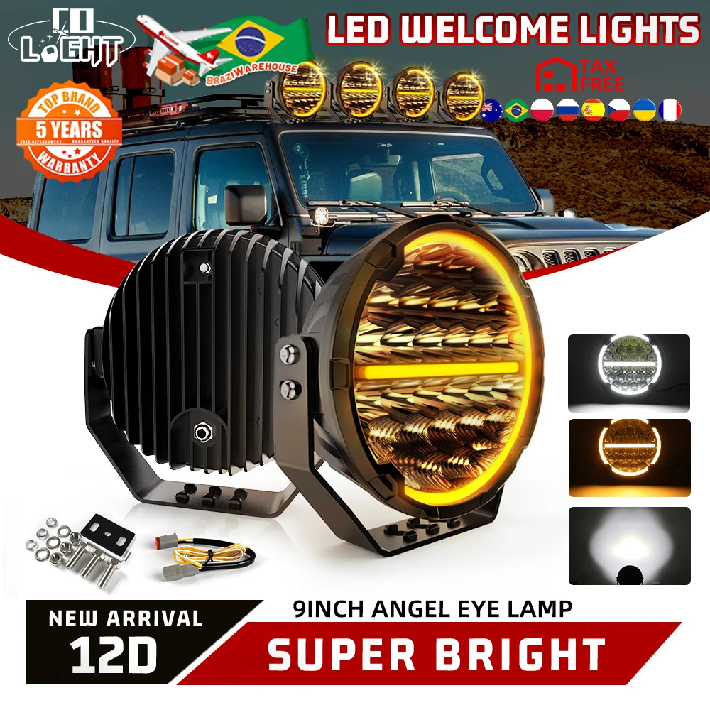 

CO LIGHT LED Work Lights 9 Inch Round Spot LED Pods Light Bar Combo Beam DRL for Off Road 4WD Truck SUV UTV ATV 4x4 Driving Lamp