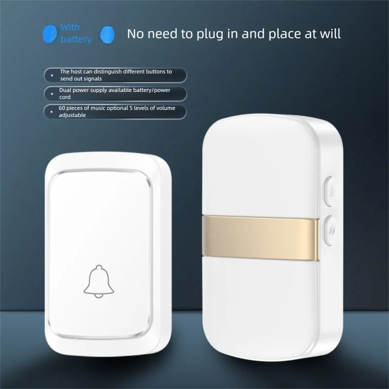 Doorbell Wireless Home Plug-In-Free One-To-One Ultra-Long-Distance Smart Electronic Elderly Pager Waterproof Battery Model
