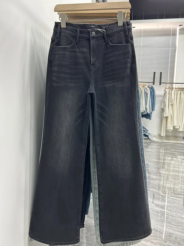 Maxdutti 2026 Summer Top Quality Jeans Winter Thick Fleece Women's Jeans Blue Color Balck Color Flare Denim Pants Woman Clothes