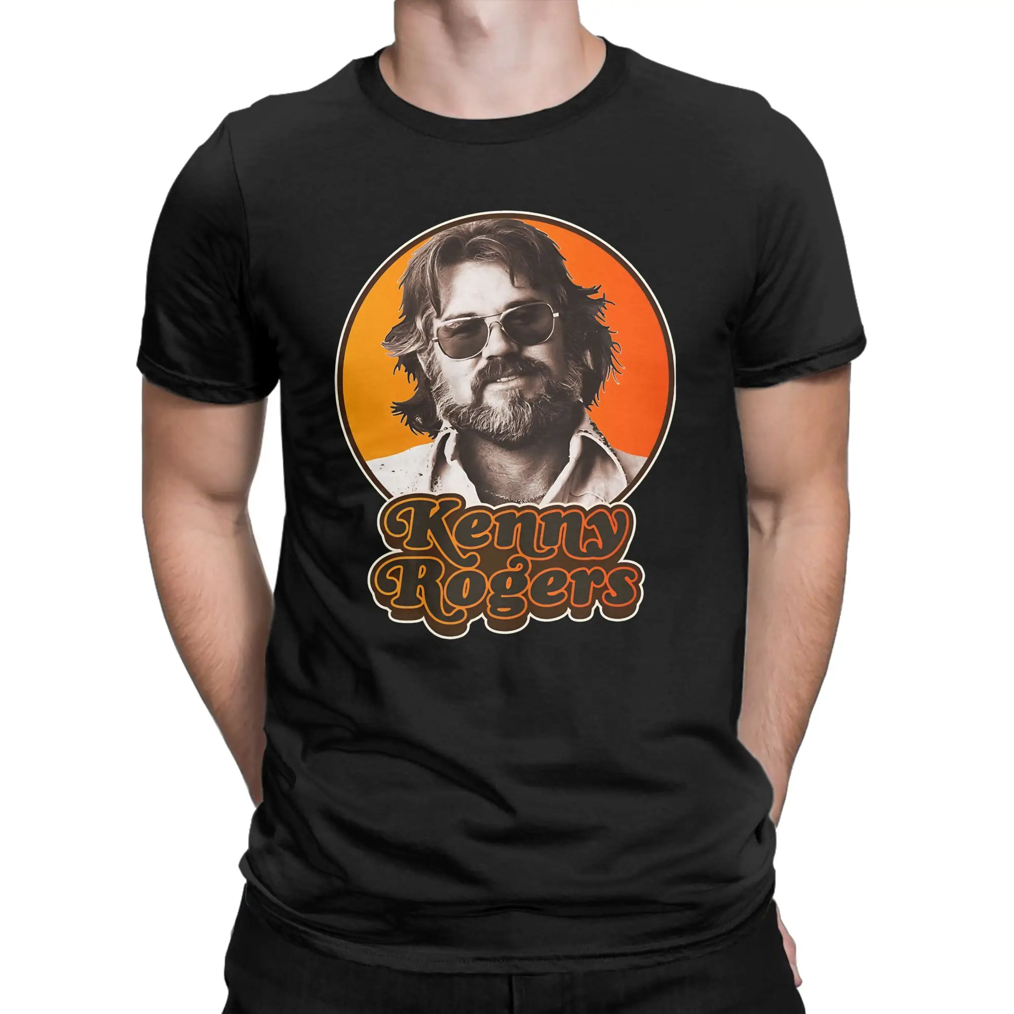 70S Country Concert Classic Kenny Rogers Graphic 100% Cotton T-Shirt Tees Tops For Men