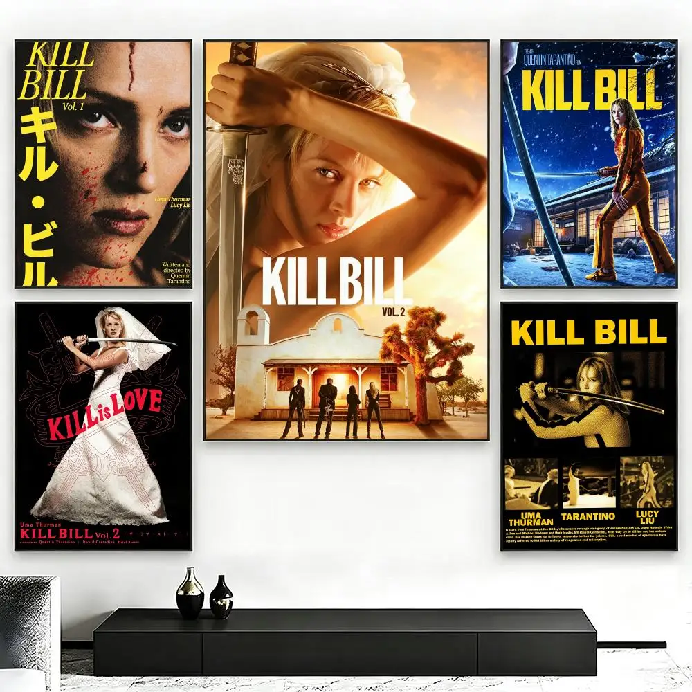 Movie Kill BillS Poster Poster Nordic HD Self-Adhesive Wall Sticker Home Café Bedroom Living Room Art Decor Gift