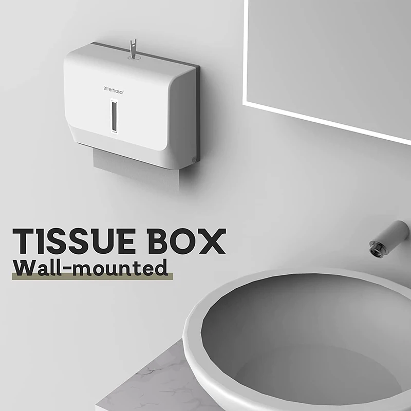 

Bathroom Paper Towel Dispenser Tissue Dispenser Wall Mount with Key Lock Multifold C-Fold Hand Towel Dispenser Holder Paper Box