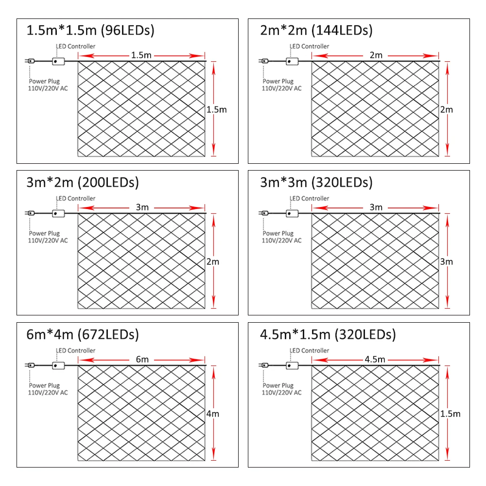LED Net Lighting String Warm White Blue Multicolor Outdoor 220V 110V Christmas Garden Holiday Home Decor Wedding Party Fairy