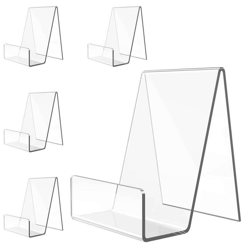 5 Pack Acrylic Book Stand, Book Holder For Display, Clear Easel Stand For Display, Display Holder For Postcard, CD,Frame