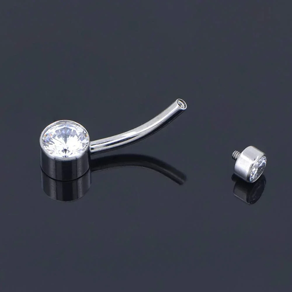 F136 Titanium Belly Button Piercing Hinge Segment External Helix 14G Zircon Piercing navel Women Sexy Body Jewelry Wholesale