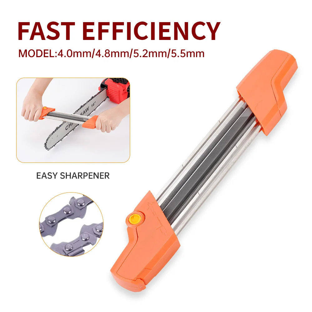 

2 in 1 Easy File Chainsaw Chain Sharpener Whetstone Kit 3/8" 4.0/4.8/5.2/5.5mm Saw Fast Sharpening Tool Metal File Replacement