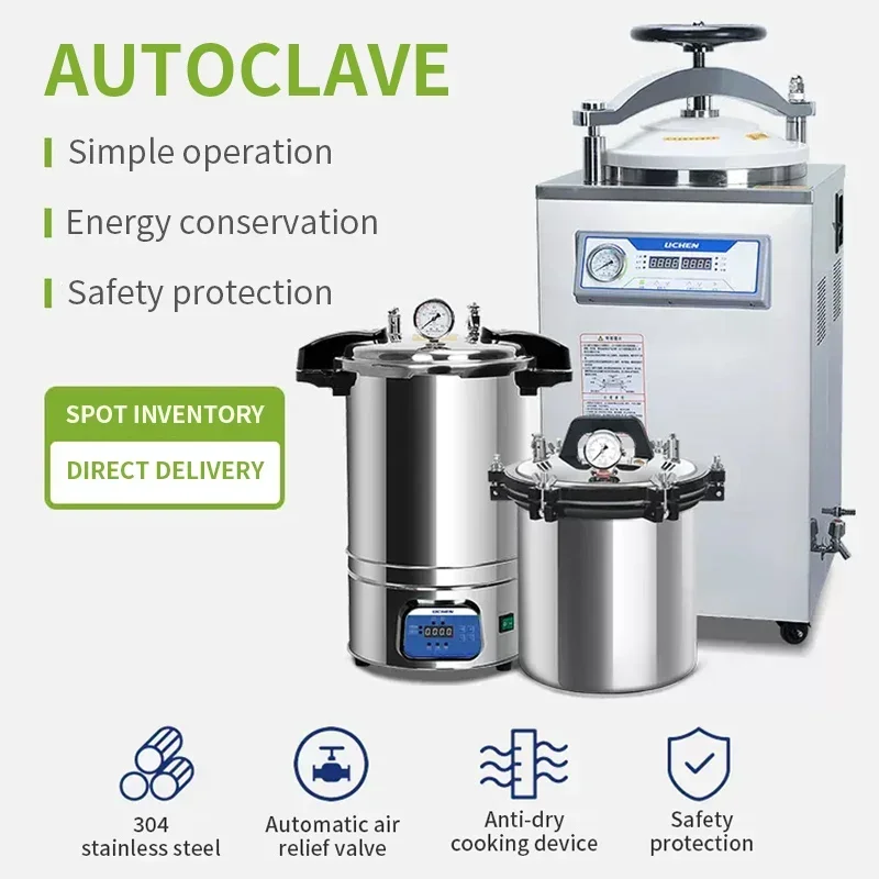 Autoclave, esterilizador de vapor a presión portátil automático, laboratorio, pequeña olla de desinfección médica vertical