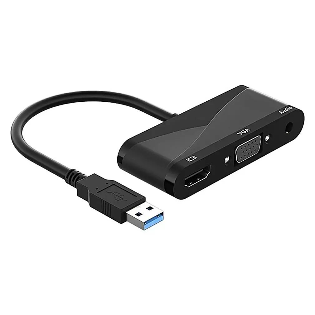 USB 3.0 Hub to HDMII-compatible VGA With 3.5mm Audio Adapter USB Converter for Huawei matebook X 13 Macbook pro air C207