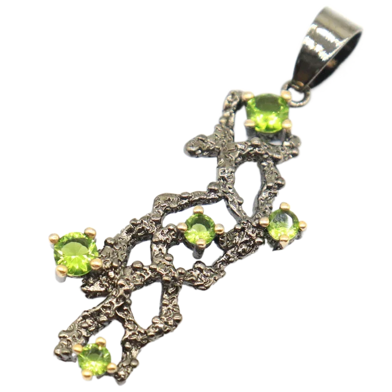 Compre 2 e ganhe 1 grátis 44x14mm SheCrown Bohemia Design Roxo Espinel T Tanzanite Verde Peridot Preto Ouro Prata Pingente