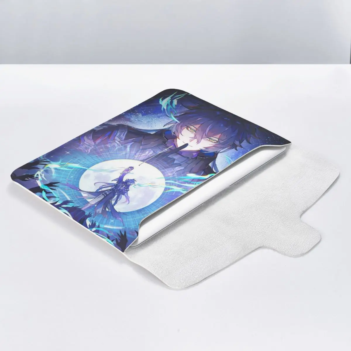Game Role Flins Genshin PU Leather Horizontal Laptop Sleeve Shockproof Soft Lining Notebook Case 13 Inch
