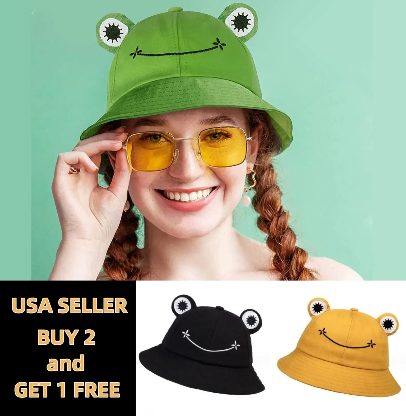 漫画のカエル サンバイザー バケットハット スポーツ コットン かわいいキャップ メンズ レディース用