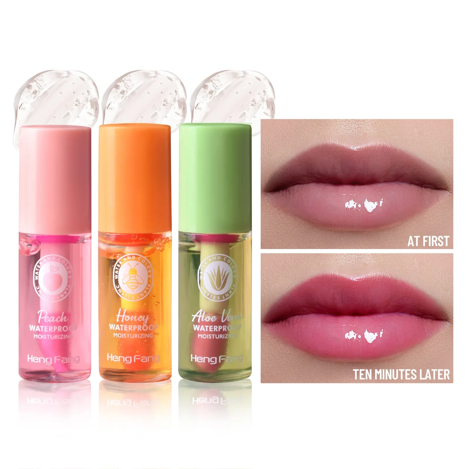 Moisturizing Transparent Plumping Lip Oil Waterproof Lasting Temperature Control Color Changing Hydrating Lip Cosmetics