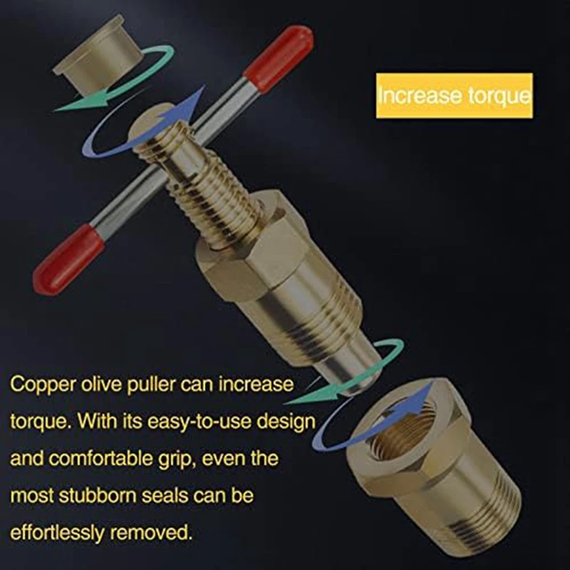 1 PCS Compression Valve Removal Tool Gold Copper For Olive Puller With Diameters Of 1/2 Inch &3/4 Inches Ferrule