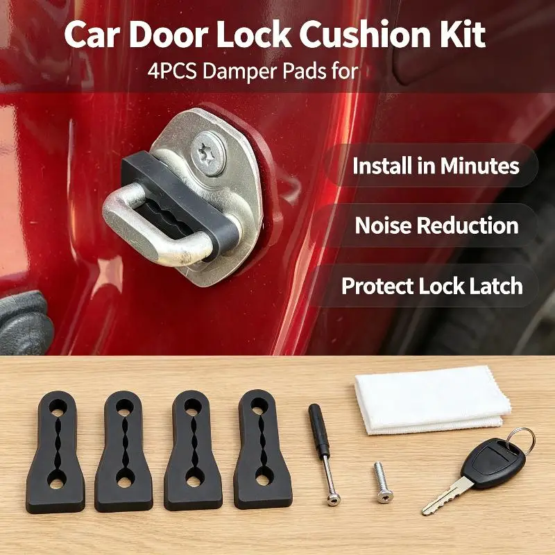 【CR】4Pcs Universal Car Door Lock Damper Buffer Durable Shock Absorbing Seal Cushion for All Vehicle Types 2004-2024