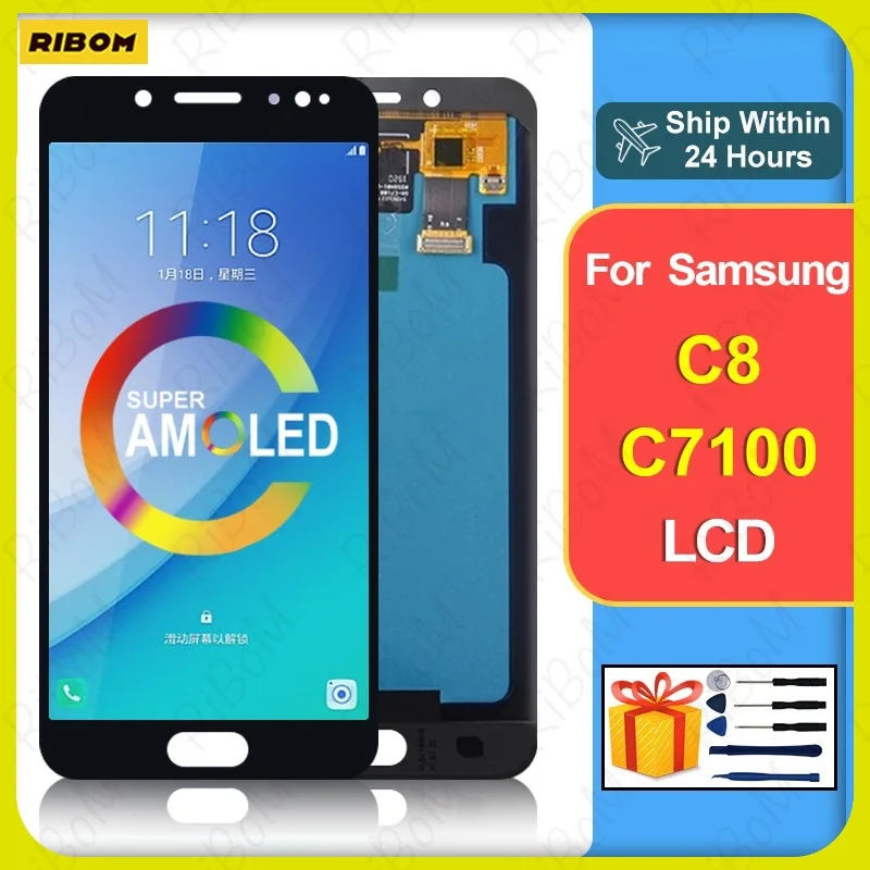 

New Super AMOLED For Samsung Galaxy C8 Display C7100 LCD Touch Screen Digitizer For Samsung C8 LCD C710F