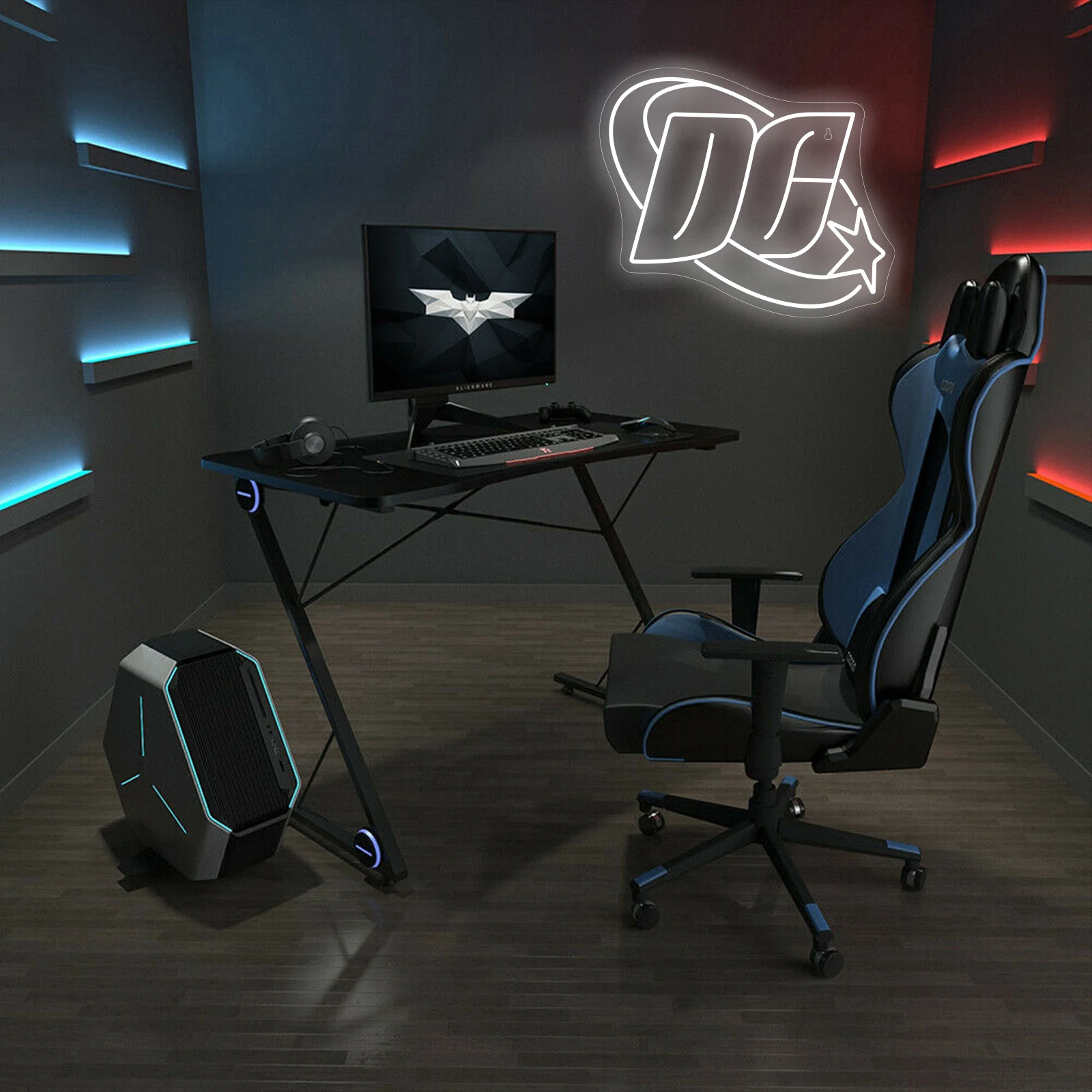 DC Comic Logo Neon Signs for Wall Deocr, Dimmable Room Decoration, Home Bedroom Bar Party Club, USB Lamp, Gift for ForLovers