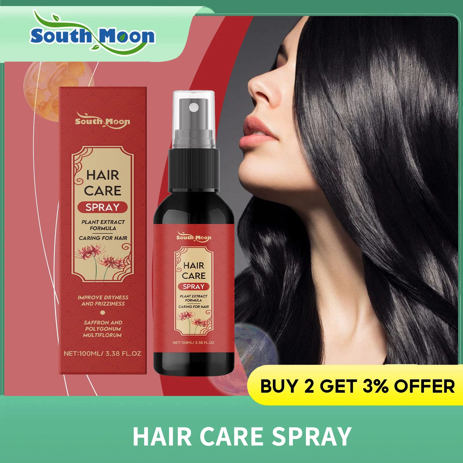 

Saffron Hair Care Spray Deep Nourishment Long-Lasting Hydration Improve Drying Nourish Scalp Polygonum Multiflorum Essence Spray