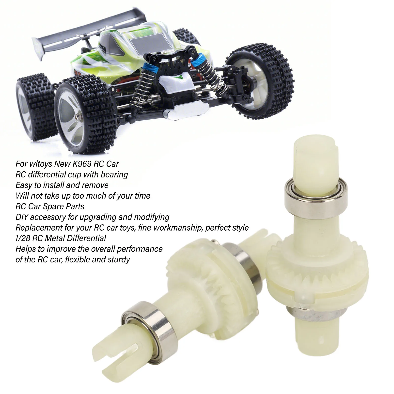 2 uds diferencial de coche RC con rodamiento Wltoys 1/28 nuevo K969 DIY fácil de instalar diferencial de bola RC piezas de repuesto de coche teledirigido