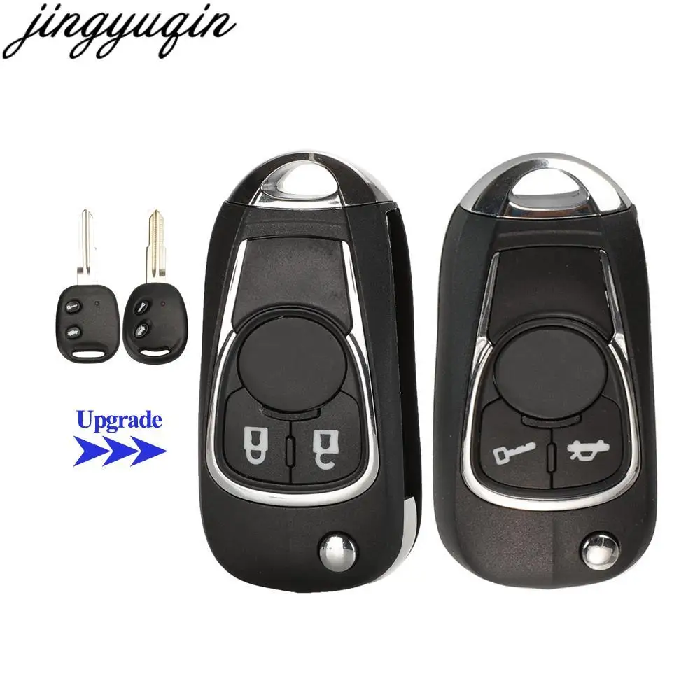 

Jingyuqin 5pcs Flip Remote Car Key Case Shell Upgrade For Chevrolet Lova Epica Aveo Sail 2 Buttons Modified Fob Left/Right Blade