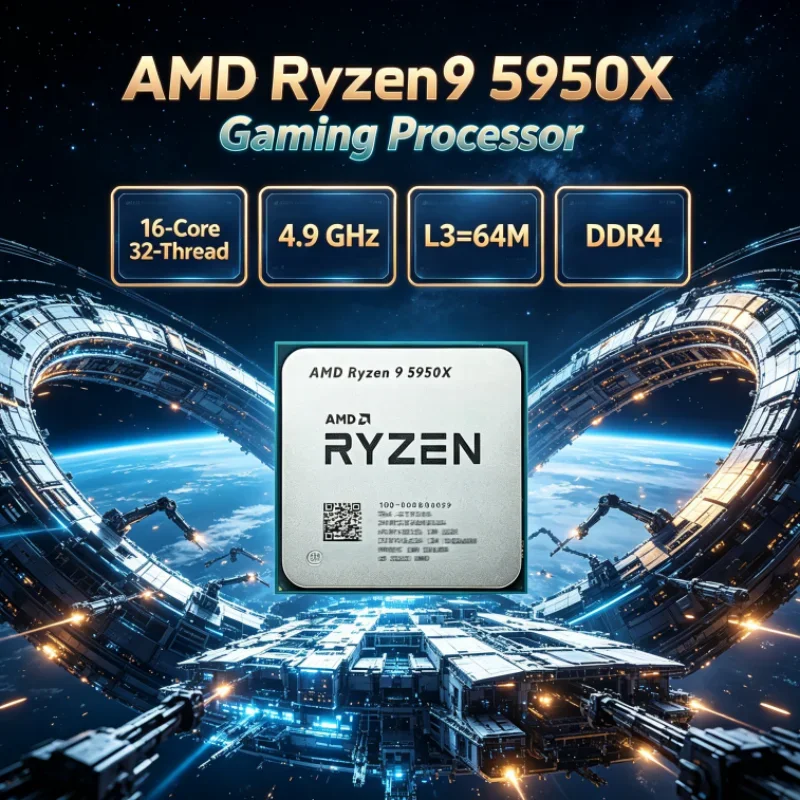 AMD Ryzen 9 5950X DDR4 Gaming CPU UP to 4.9GHz 105W 3.4 GHz but without cooler 16-Core 32-Thread L3=64M Socket AM4