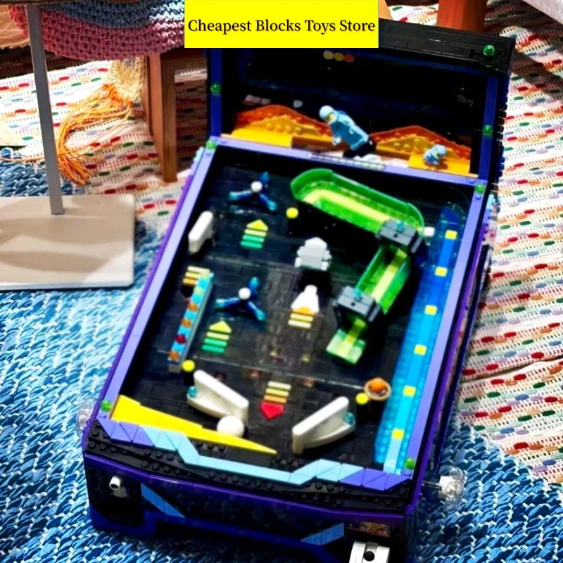 Retro Game Marble Shooting Table 2274pcs Building Blocks 2026 New Gifts for Adults Functional Pinball Machine Display Model Toys