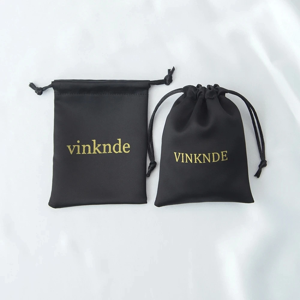 50 Buah Tas Penyimpanan Hadiah Perhiasan Sutra Logo Kustom Tas Permen Cincin Satin Tali Pesta Natal Hadiah Pernikahan Bisnis Kecil