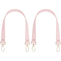 2Pcs Leather Purse Handle 47cm Long Leather Bag Strap Replacement 18.5mm Wide Pink Short Shoulder Bag Straps with Golden