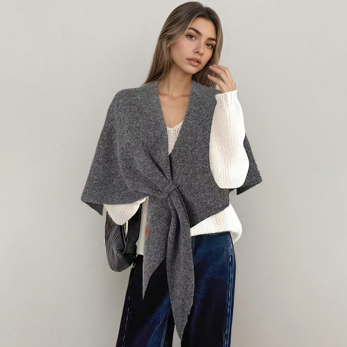 1pc High-Quality Fashion Plain Triangle Shawl Comfortable Soft Scarf Outdoor Wear Casual Versatile Trendy Perfect Shawl