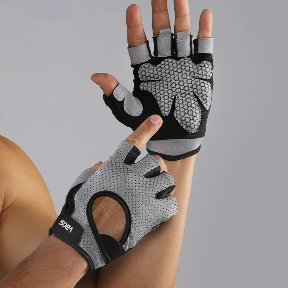 

Durable Half-Finger Gym Fitness Gloves Breathable Black Grey Pink Exercise Wristband Gloves Anti-slip Padded Palm Men Women