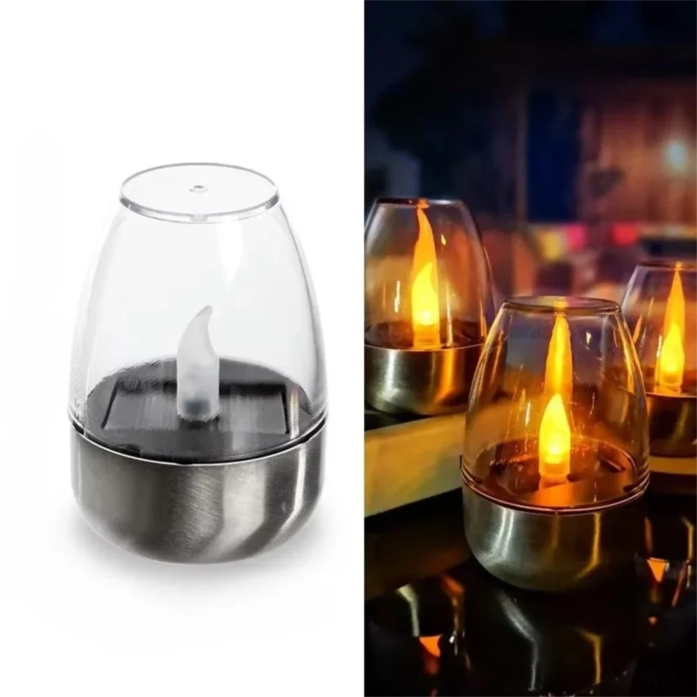 

Stainless Steel Solar Candles Light Waterproof Design LED Light Solar Lamp Night Light Flameless Solar Candles