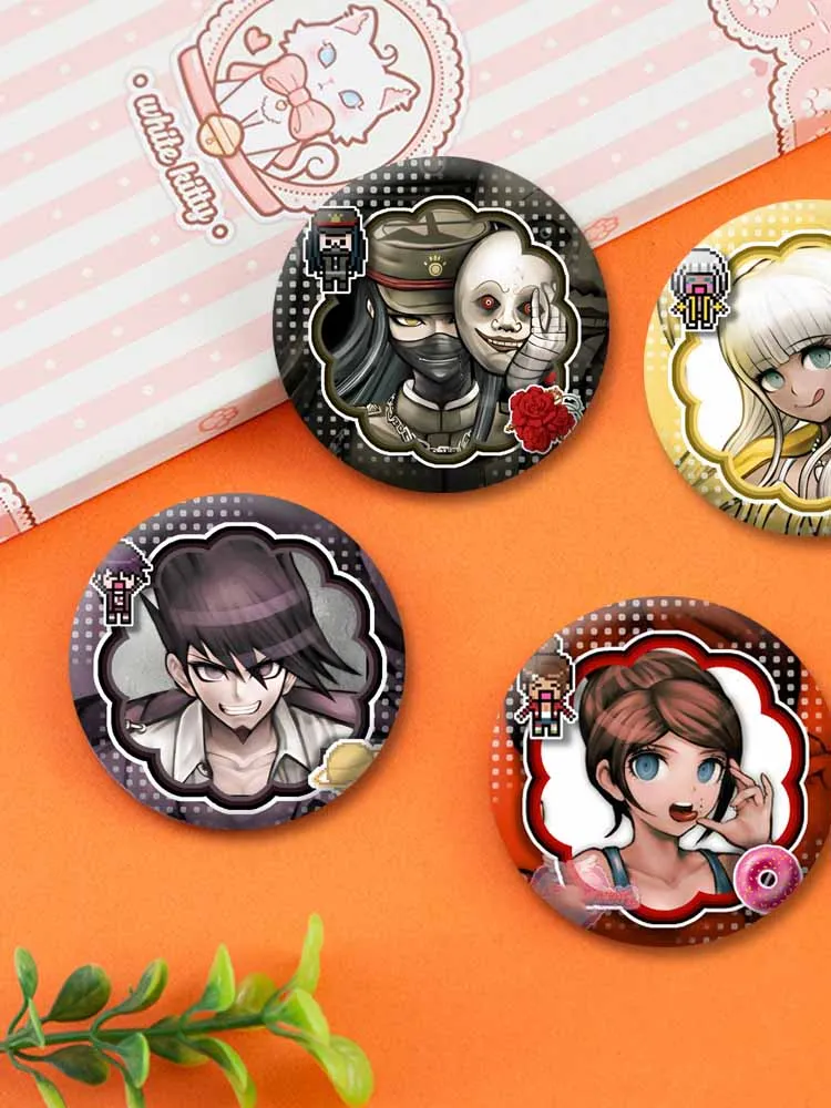 Anime Gra Danganronpa Okrągłe Broszki Naegi Makoto Kirigiri Kyoko Maizono Sayaka Przypinki z Postaciami z Kreskówek na Torbę, Dżinsy, Klapę, Biżuteria, Prezent — 2