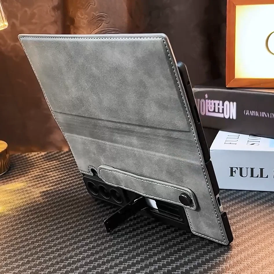 

Frosted Leather Fold Stand Case For Samsung Galaxy Z Fold 7 Card Package Outer Sceen Glass Bracket Cover For Galaxy Z Fold7 Case