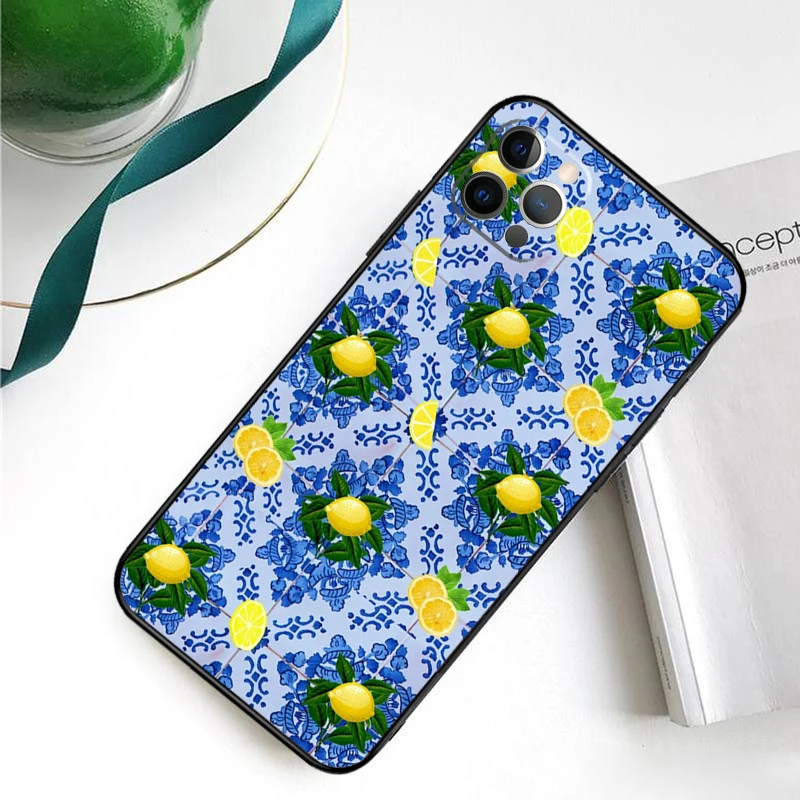 Mediterranean Lemon Phone Case For iPhone 14 13 12 11 Pro Max Mini XS X XR 6 7 8 Plus SE 2020 Soft Cover Case