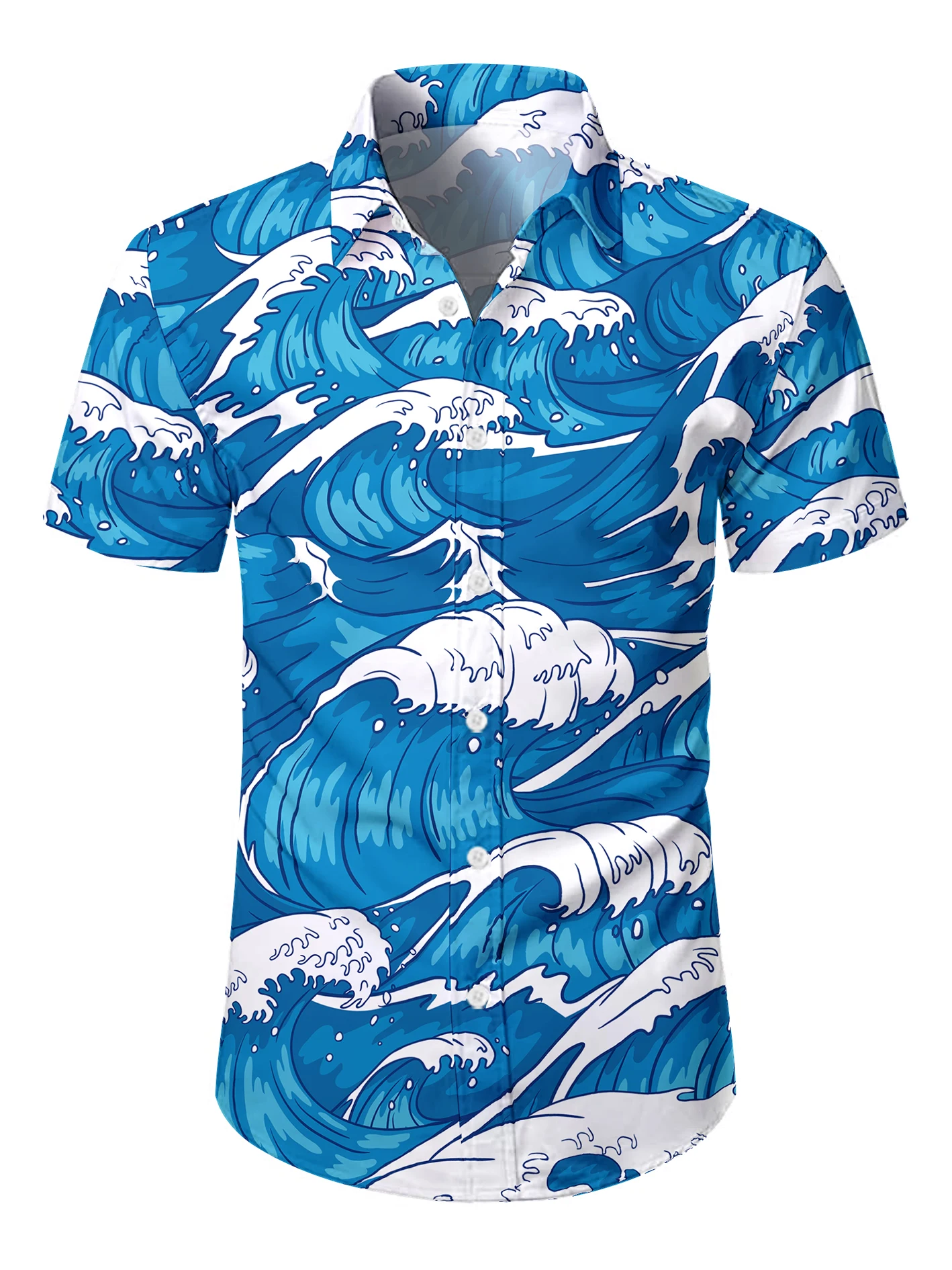 Summer Fashion Wave Abstract Lines Ripple Simple 3D Printing Hawaiian Beach Casual Party Street Men's Short Sleeved Shirt