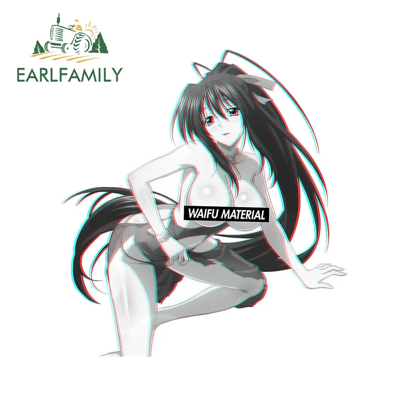 EARLFAMILY 13cm x 12.3cm for Sexy Anime NSFW Akeno Himejima Rias Gremory Waifu Car Stickers Sunscreen Vinyl Decal JDM Car Label