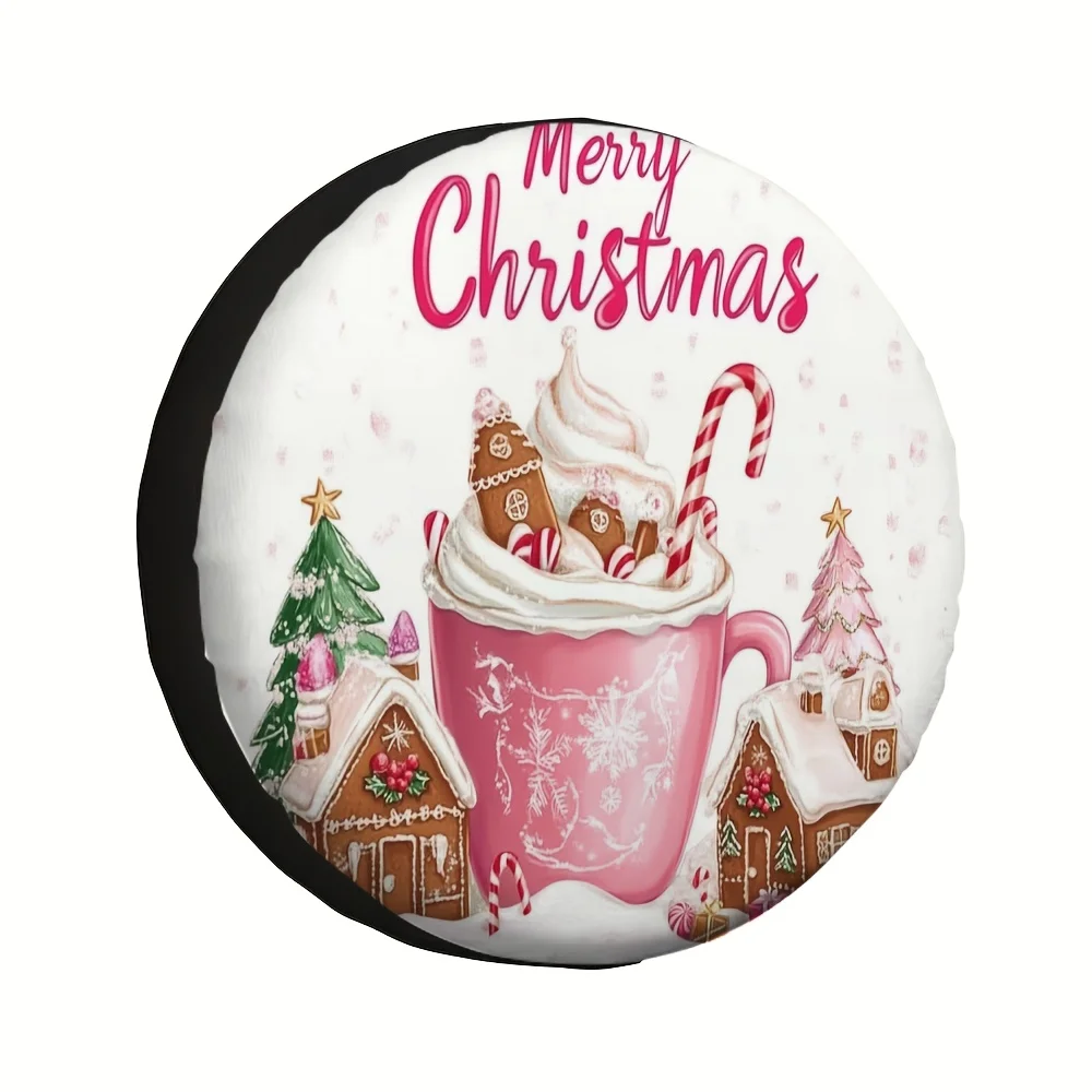1pc Festive Christmas Car Tire Cover 2D Flat Printing, 100% Polyester, No Electricity Needed Perfect for Holiday Decor Picnics