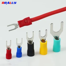 100pcs SV1.25-4/2-3/3.5-5/5.5-6 Crimp Terminal Spade Fork Connector Wire Copper Crimp Connector Insulated Cord Pin End Terminal
