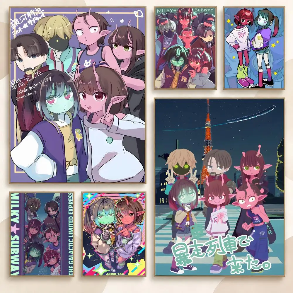 Milky Subway Sci-Fi Anime Series Cosmic Train Comedy Poster Contemporary Wall Art Print for Bedroom & Living Room, Unframed