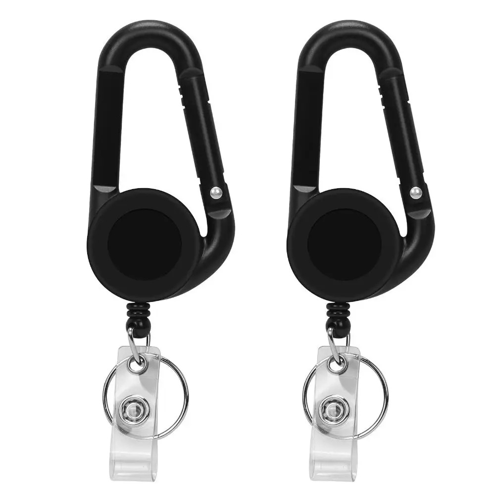Student 8 Color Outdoor Card Holder Anti Lost Carabiner Keychain Badge Holder Badge Reel Clip Easy Pull Buckle