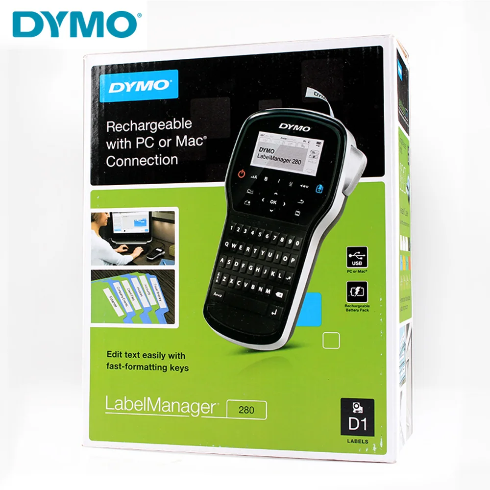 DYMO 280 Label Printer LM280 Handheld LabelManager Label Maker for 6mm/9mm/12mm D1 45013 Labels Dymo LM-280 Label Manager