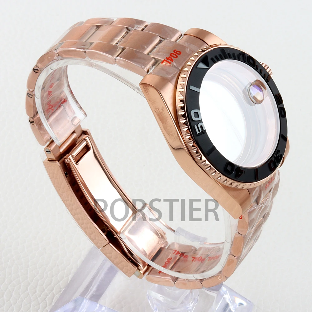 40mm NH35 Case Rose Gold PVD With Oyster/Jubilee Bracelet Sapphire Glass Waterproof for NH34 NH35 NH36 NH38 movement Sub Case