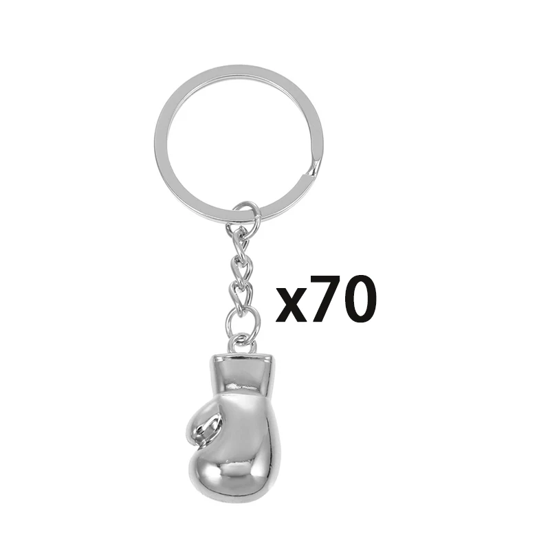 

70Pcs Boxing Keychain Metal Mini Boxing Glove Keychain Key Ring Hanging Pendants Bag Charms for Sports Team Gift Silver