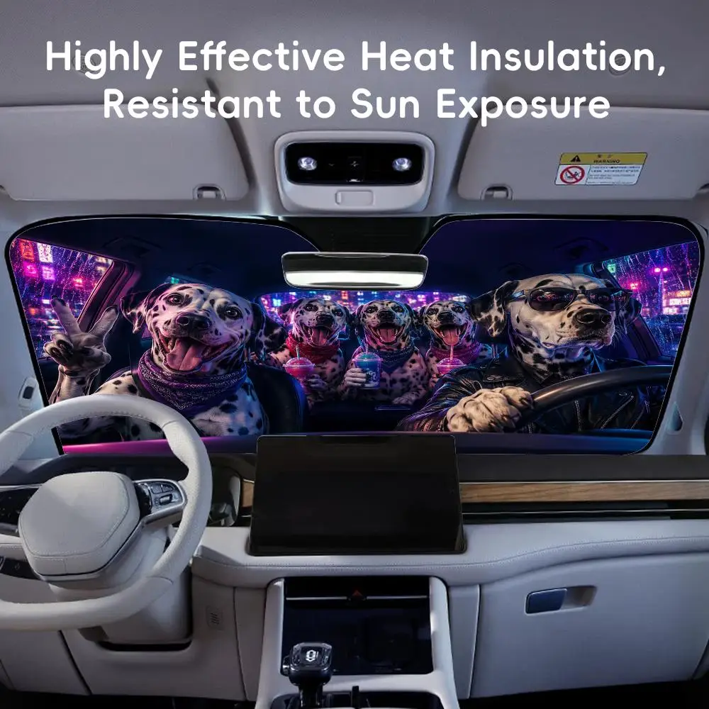 family of Dalmatians traveling Car Sun Visor Front Windshield Coverings Blocker Auto Protector Window Visor Screen Cover
