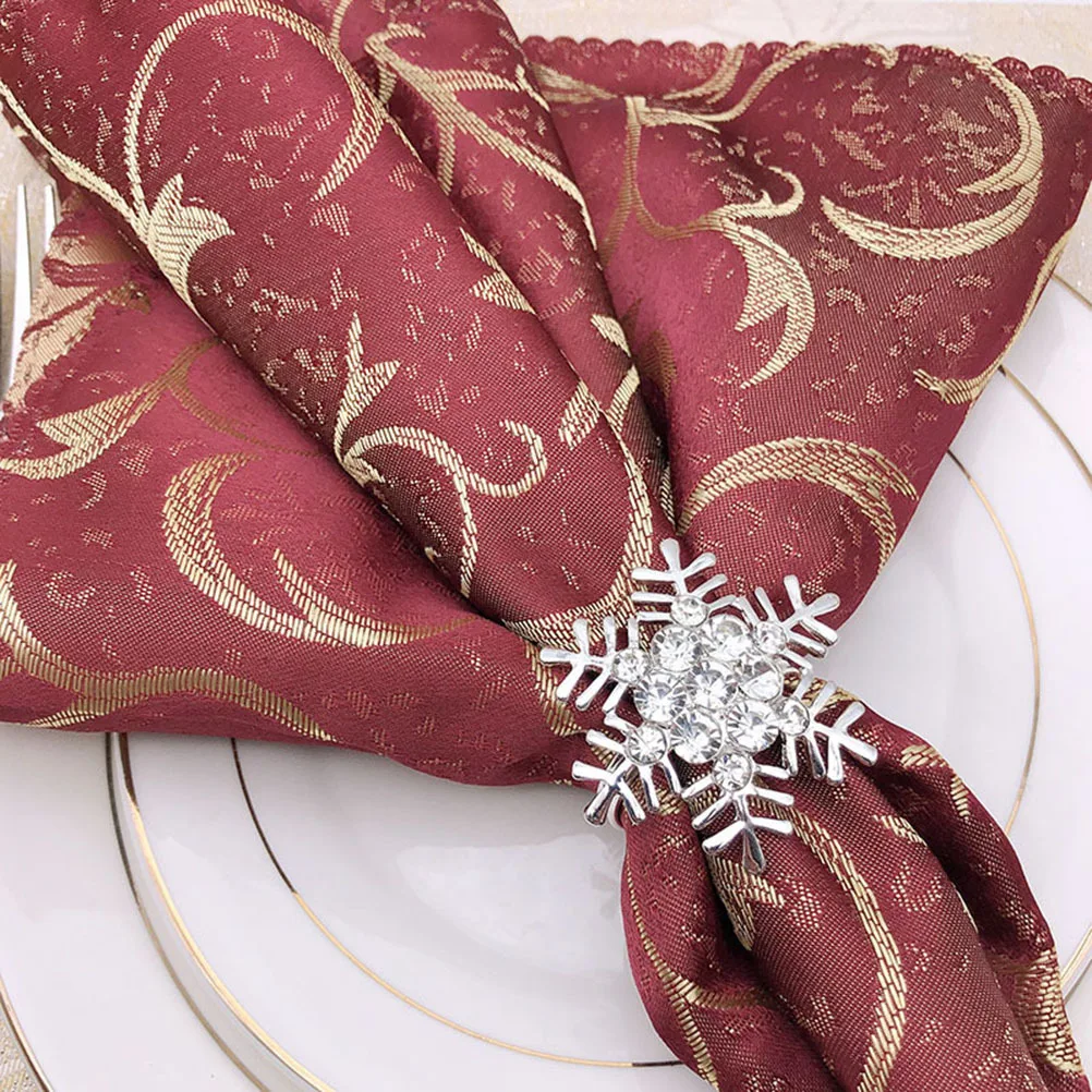 

4Pcs Napkin Rings Snowflake Design Napkin Buckles for Holiday Tableware Decoration Christmas Wedding Bridal